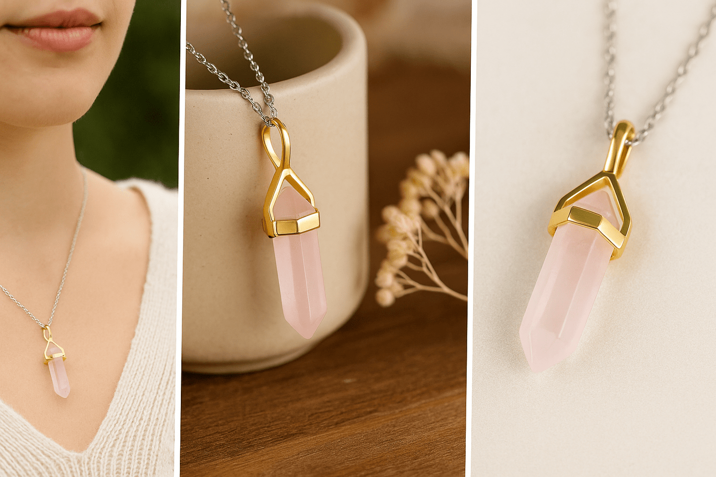 Chainstones Natural Clear Quartz Crystal Point Necklace | 1.6" Healing Wand Pendant | Master Healer Energy - Chainstones