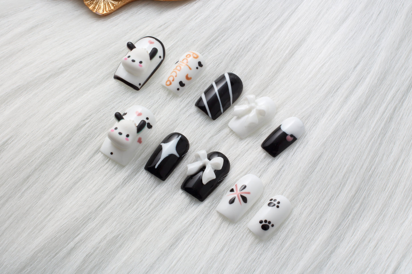 Dog Press On Nails, Fake Nails, Glue On Nails, Handmade Nails - Chainstones
