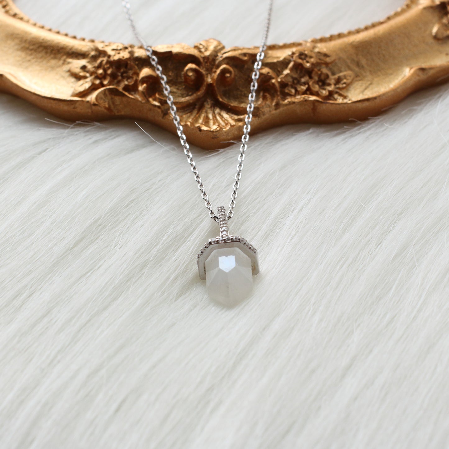 925 Sterling Silver Gemstones White Gold Necklace - Chainstones