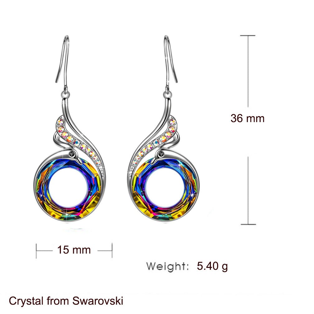 Swarovski AB Crystal Drop Earrings | Rhodium Plated & Hypoallergenic - Chainstones