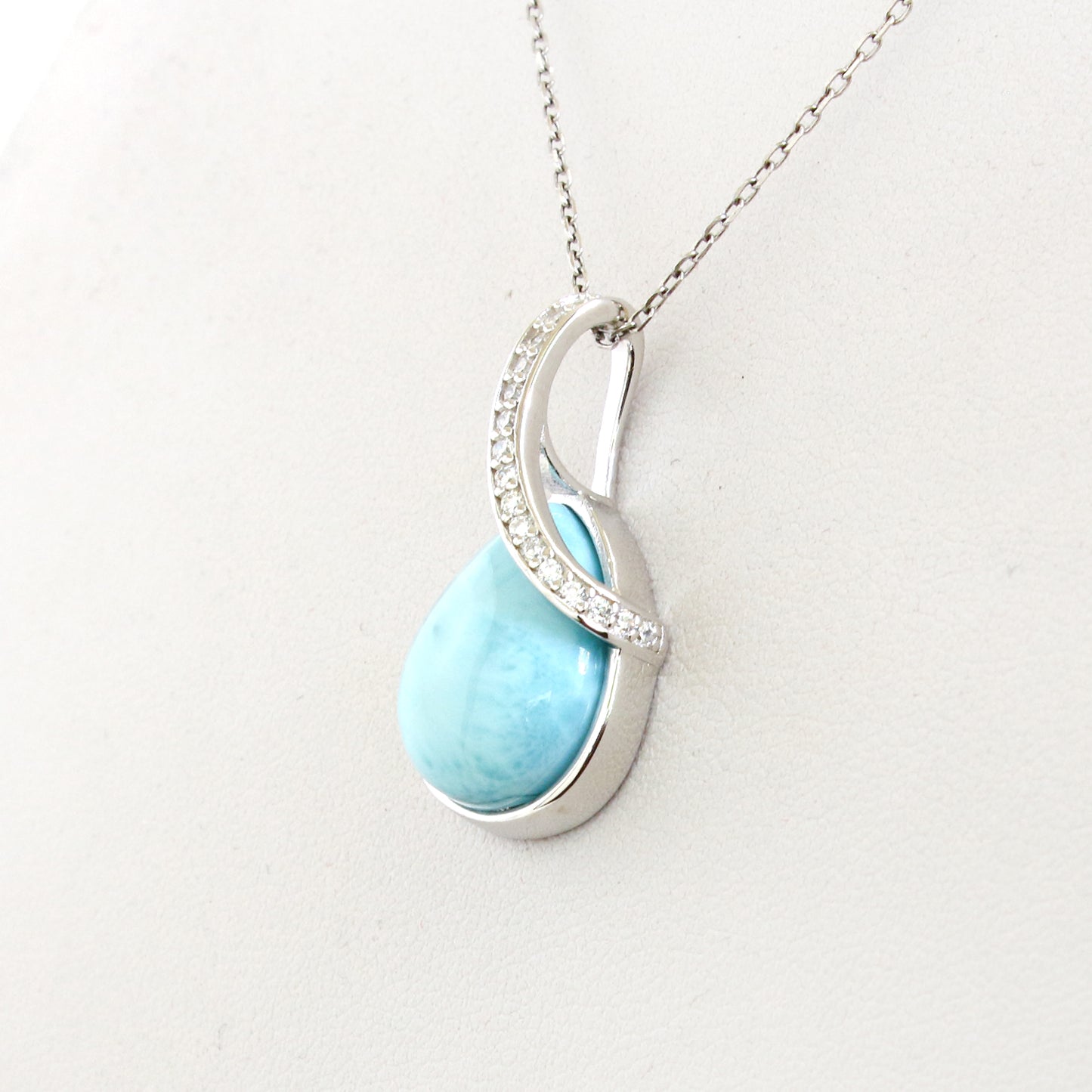 925 Sterling Silver Larimar Gemstones Pendant Necklace - Chainstones