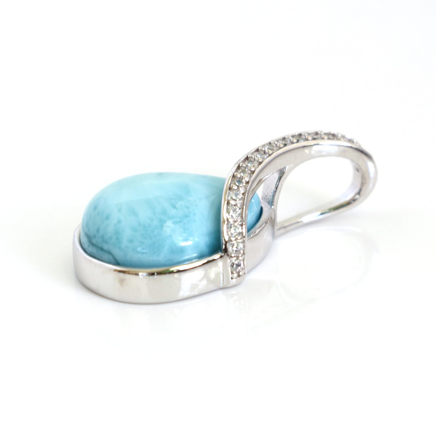 925 Sterling Silver Larimar Gemstones Pendant Necklace - Chainstones