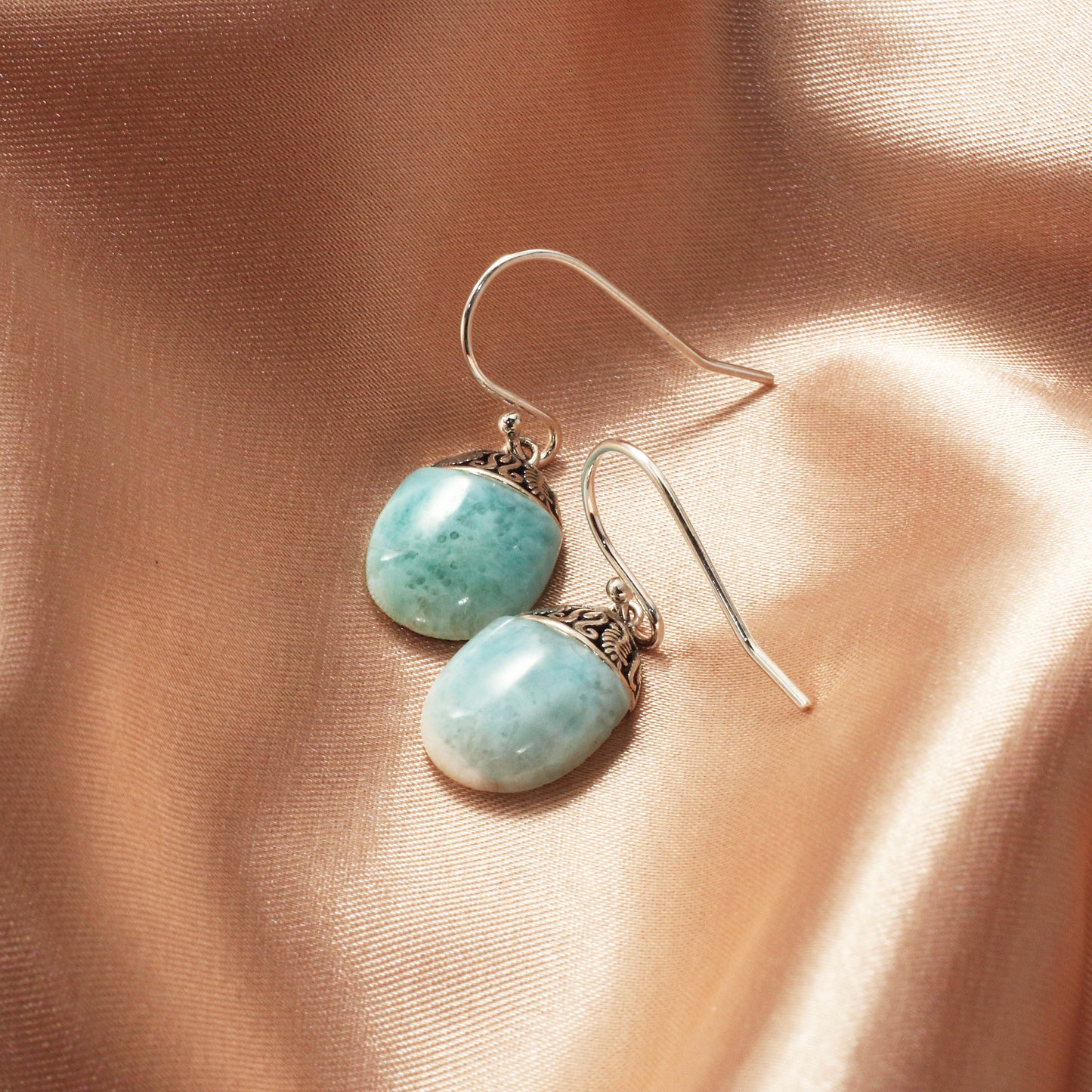 Larimar Gemstones Drop Earrings - Chainstones