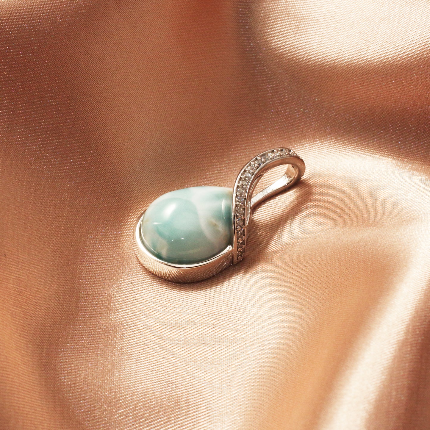 925 Sterling Silver Larimar Gemstones Pendant Necklace - Chainstones
