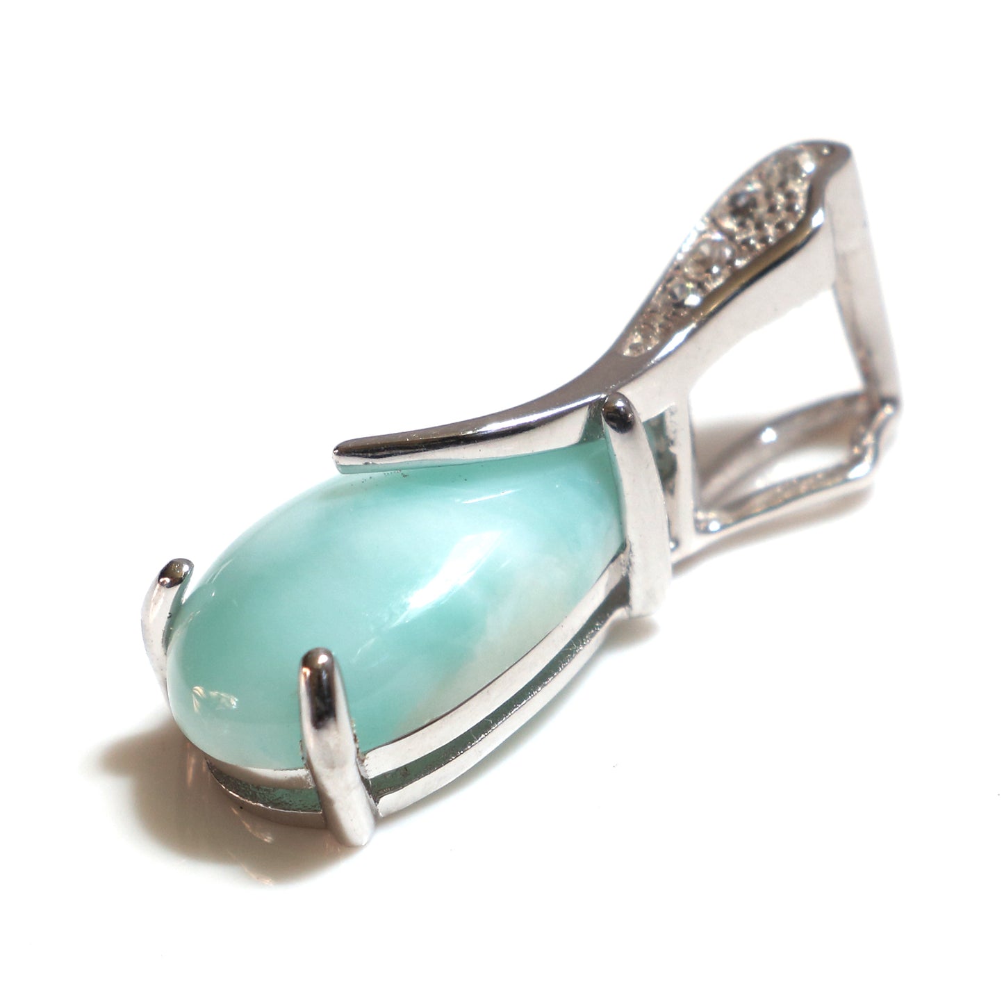 Drop Dominican Larimar Gemstones Silver Necklace - Chainstones