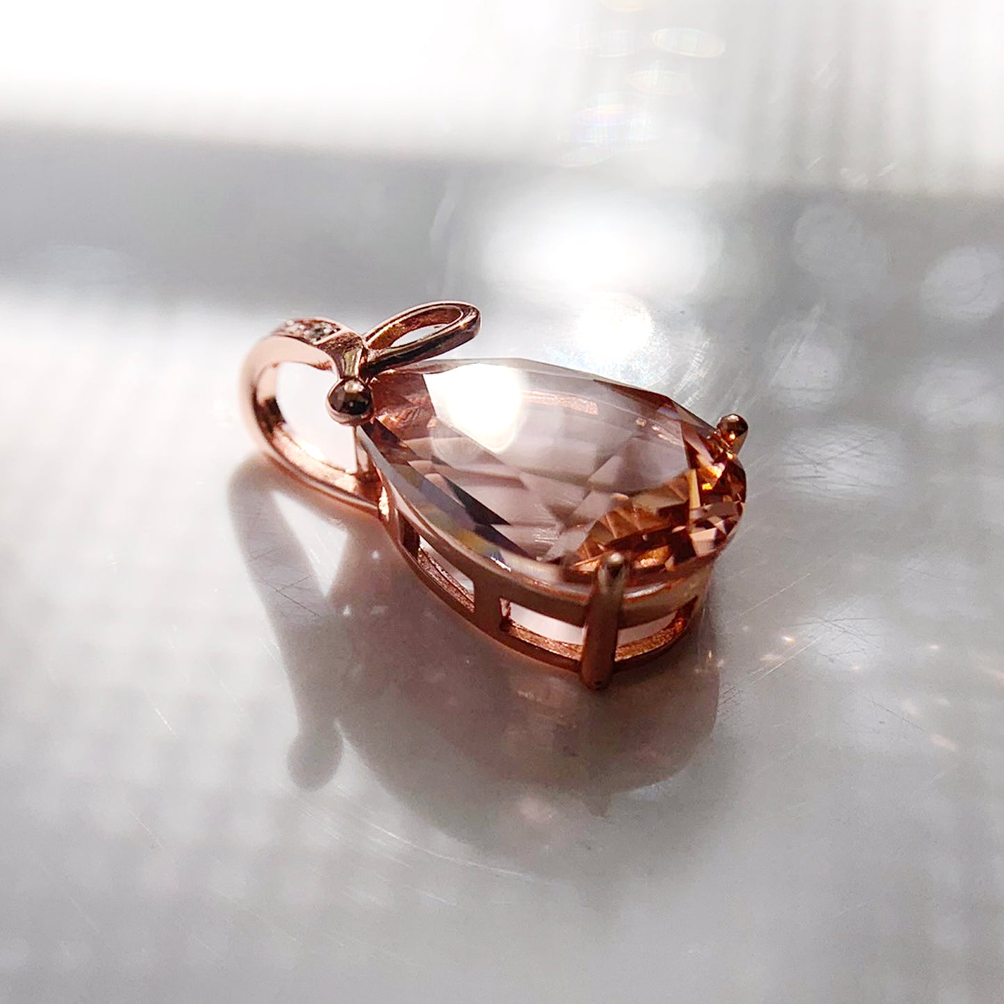Peachy Pink Morganite Gemstone Necklace - Chainstones