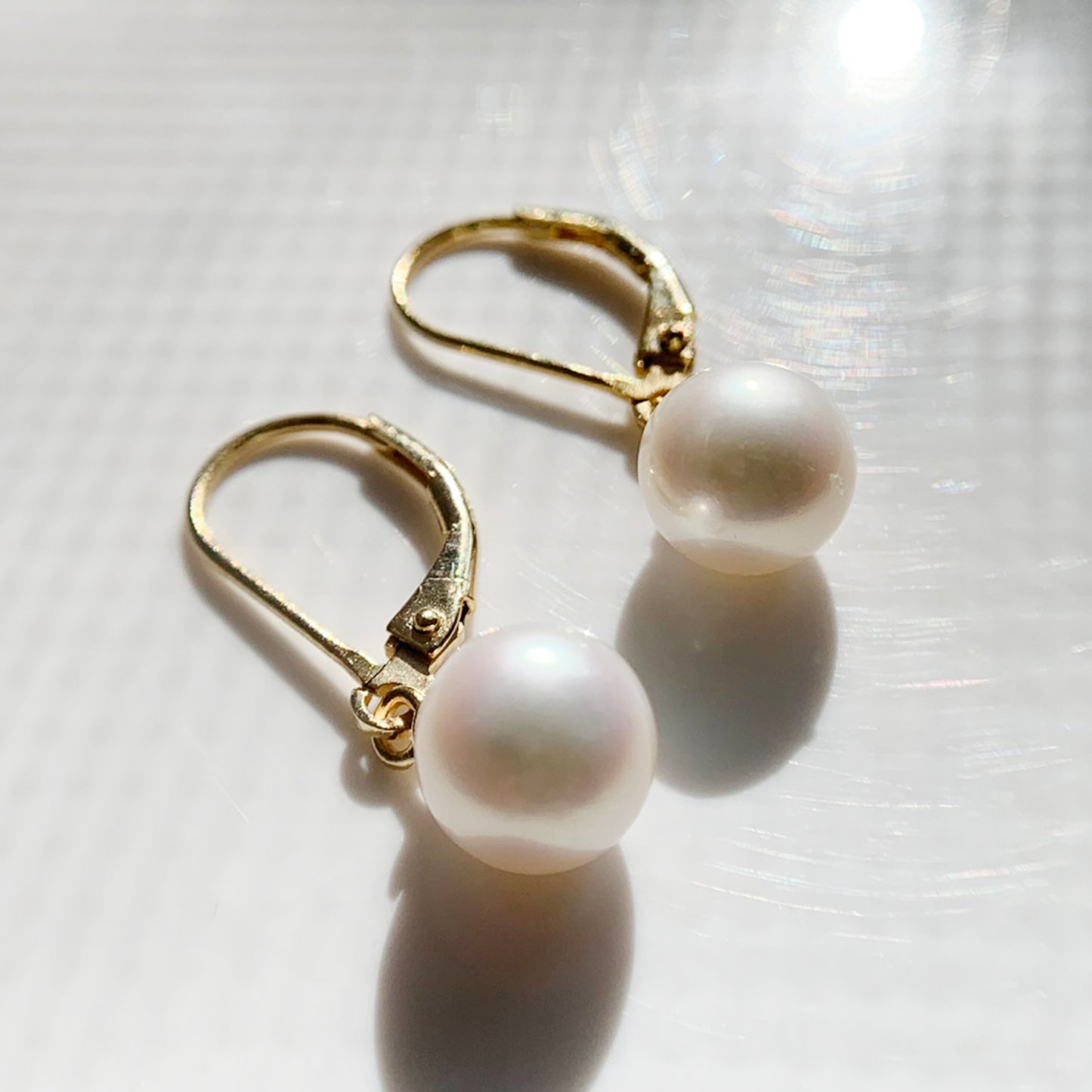 Rose Gold Freshwater Pearl Drop Silver Earrings - Chainstones