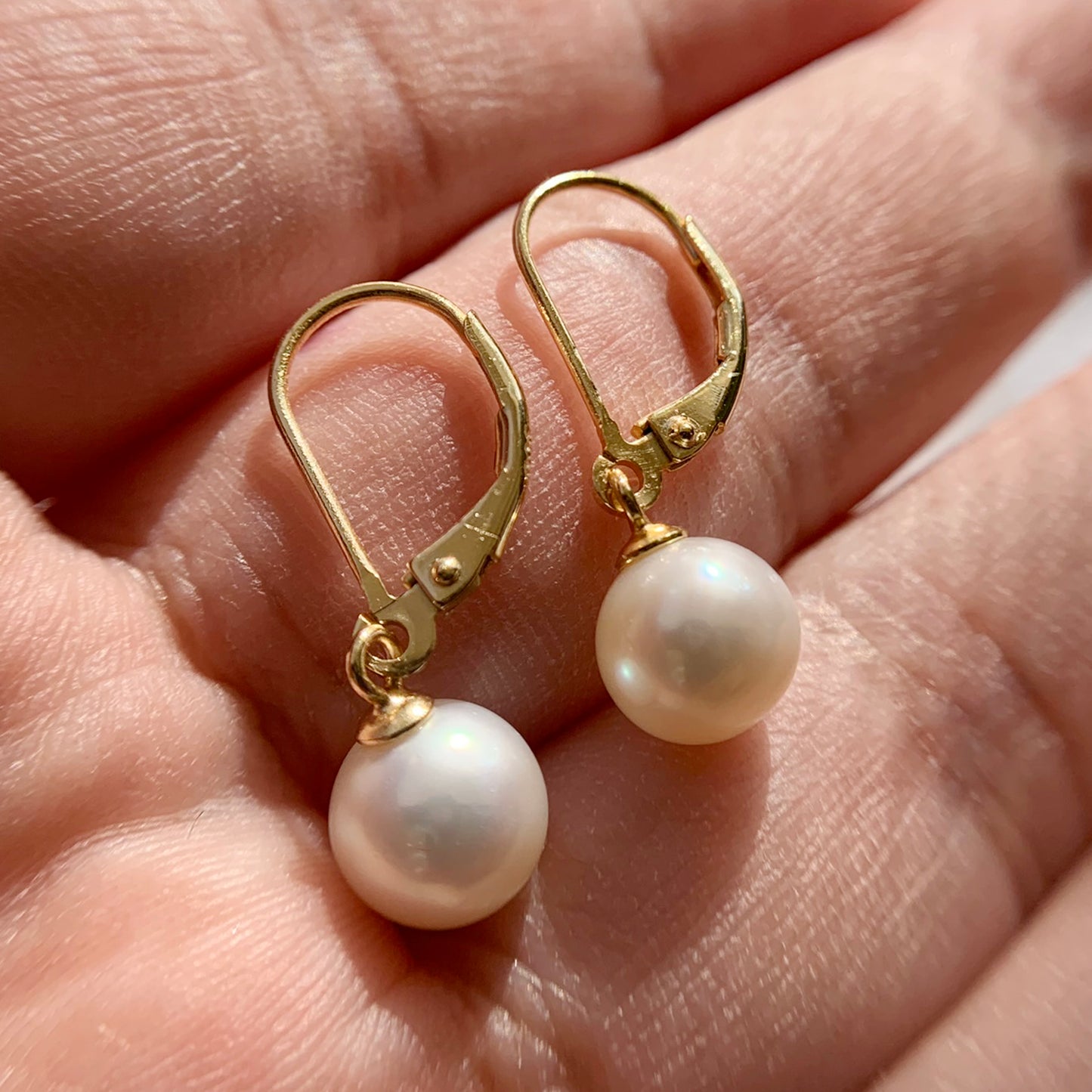 Rose Gold Freshwater Pearl Drop Silver Earrings - Chainstones