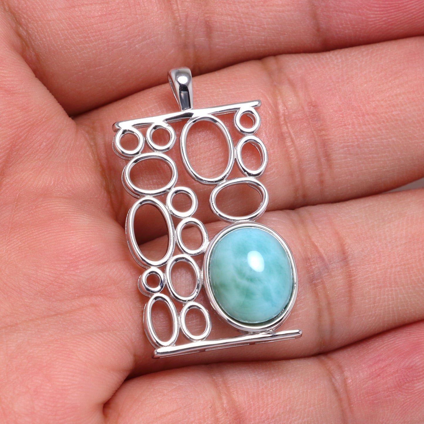 Larimar Gemstone 925 Sterling Silver Necklace - Chainstones