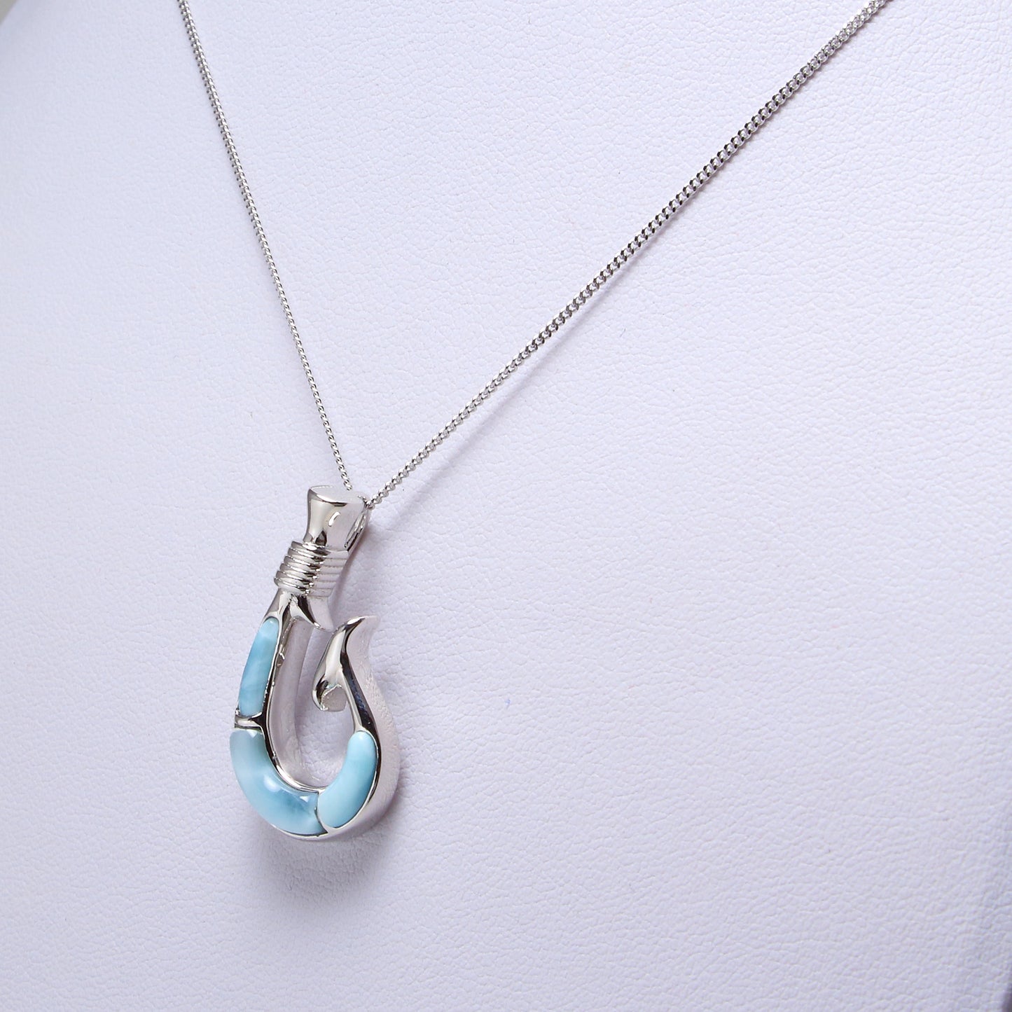 Larimar Gemstone Fish Hook Necklace - Chainstones