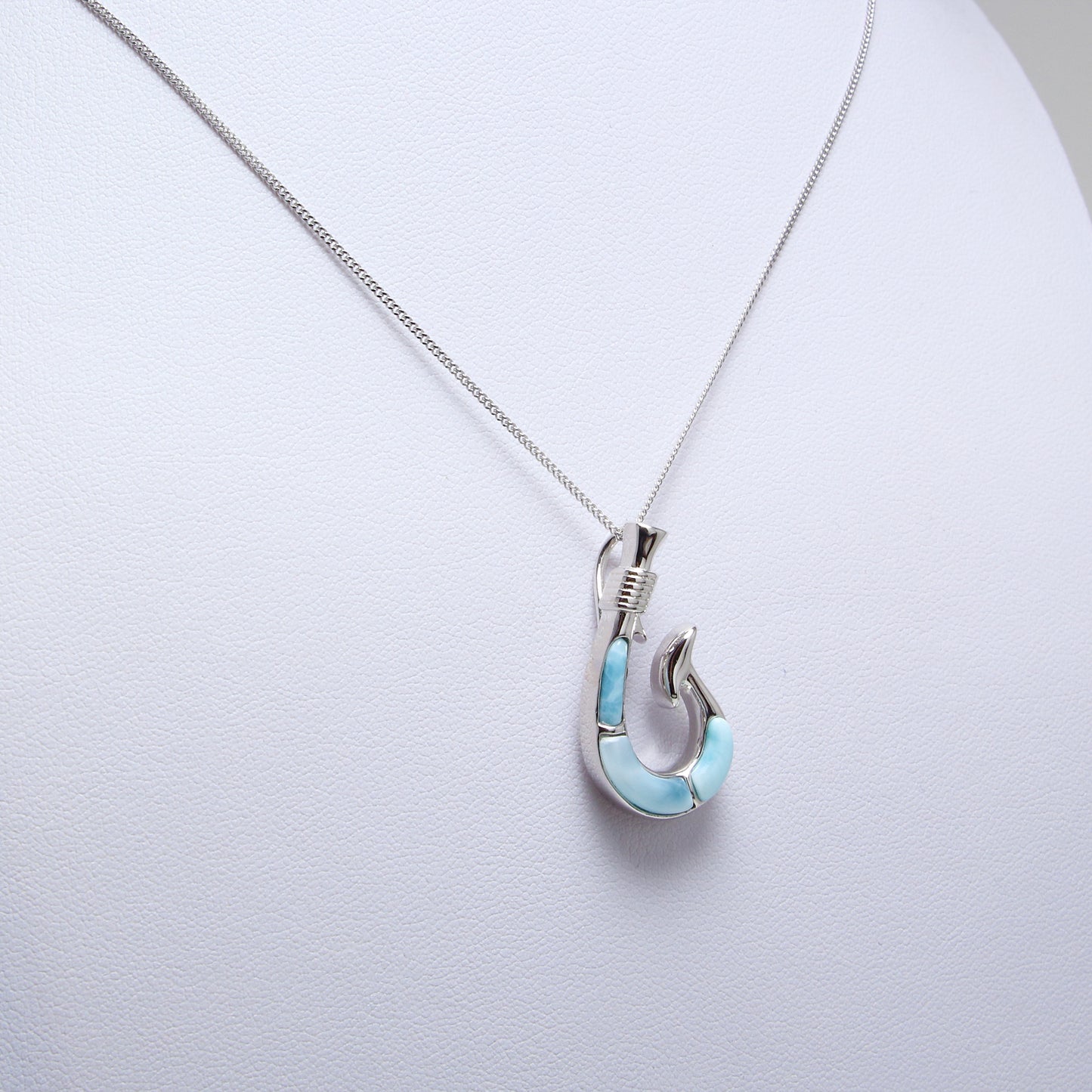 Larimar Gemstone Fish Hook Necklace - Chainstones