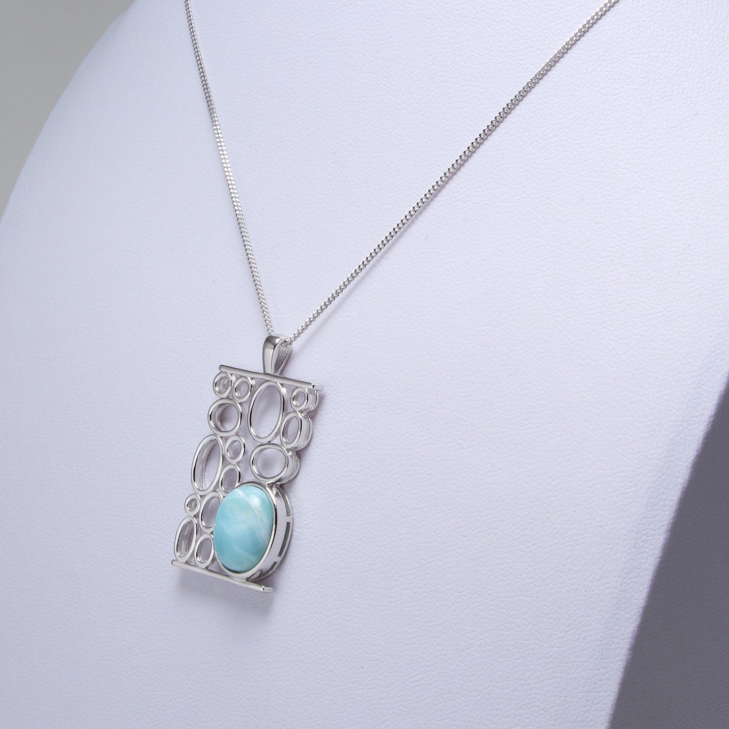 Larimar Gemstone 925 Sterling Silver Necklace - Chainstones