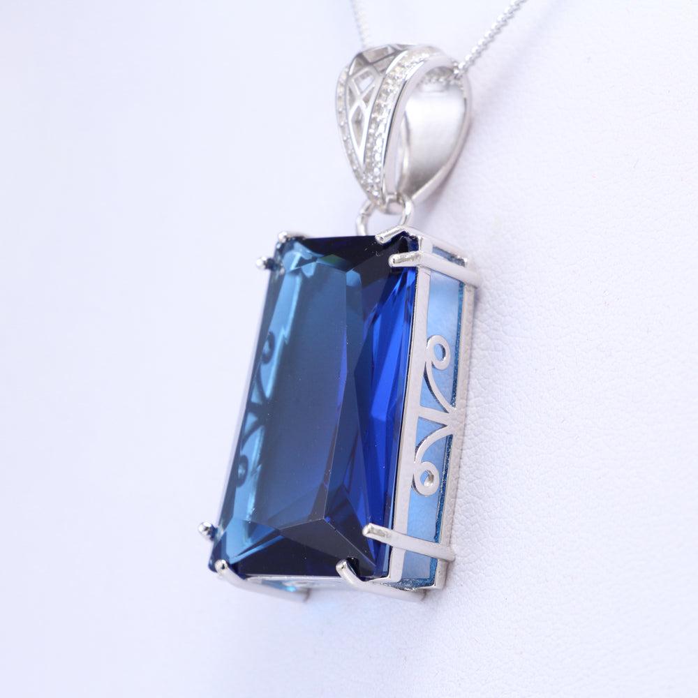 London Blue Topaz Gemstone Necklace Pendant - Chainstones
