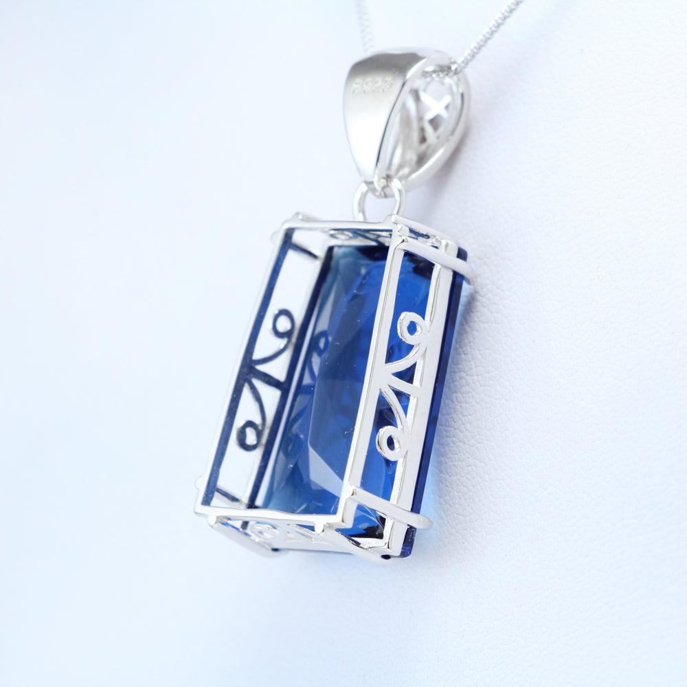 London Blue Topaz Gemstone Necklace Pendant - Chainstones