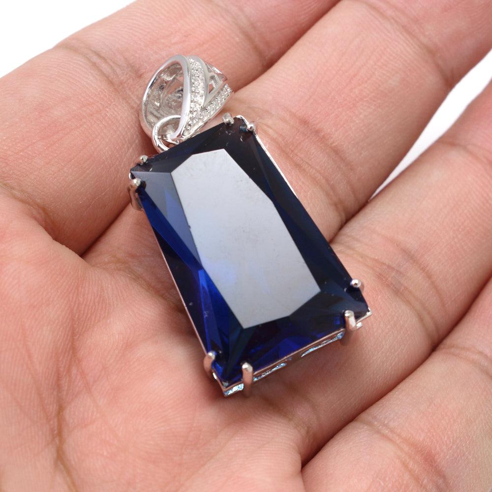 London Blue Topaz Gemstone Necklace Pendant - Chainstones
