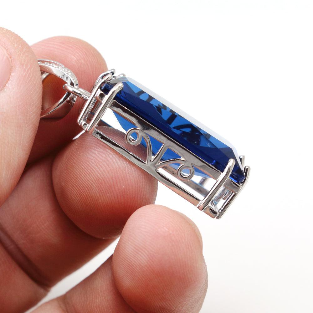 London Blue Topaz Gemstone Necklace Pendant - Chainstones