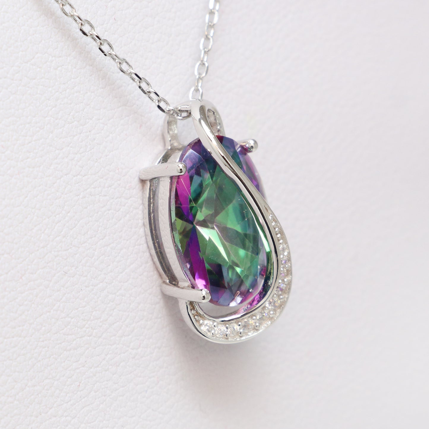 Mystic Topaz 925 Sterling Silver CZ Necklace - Chainstones