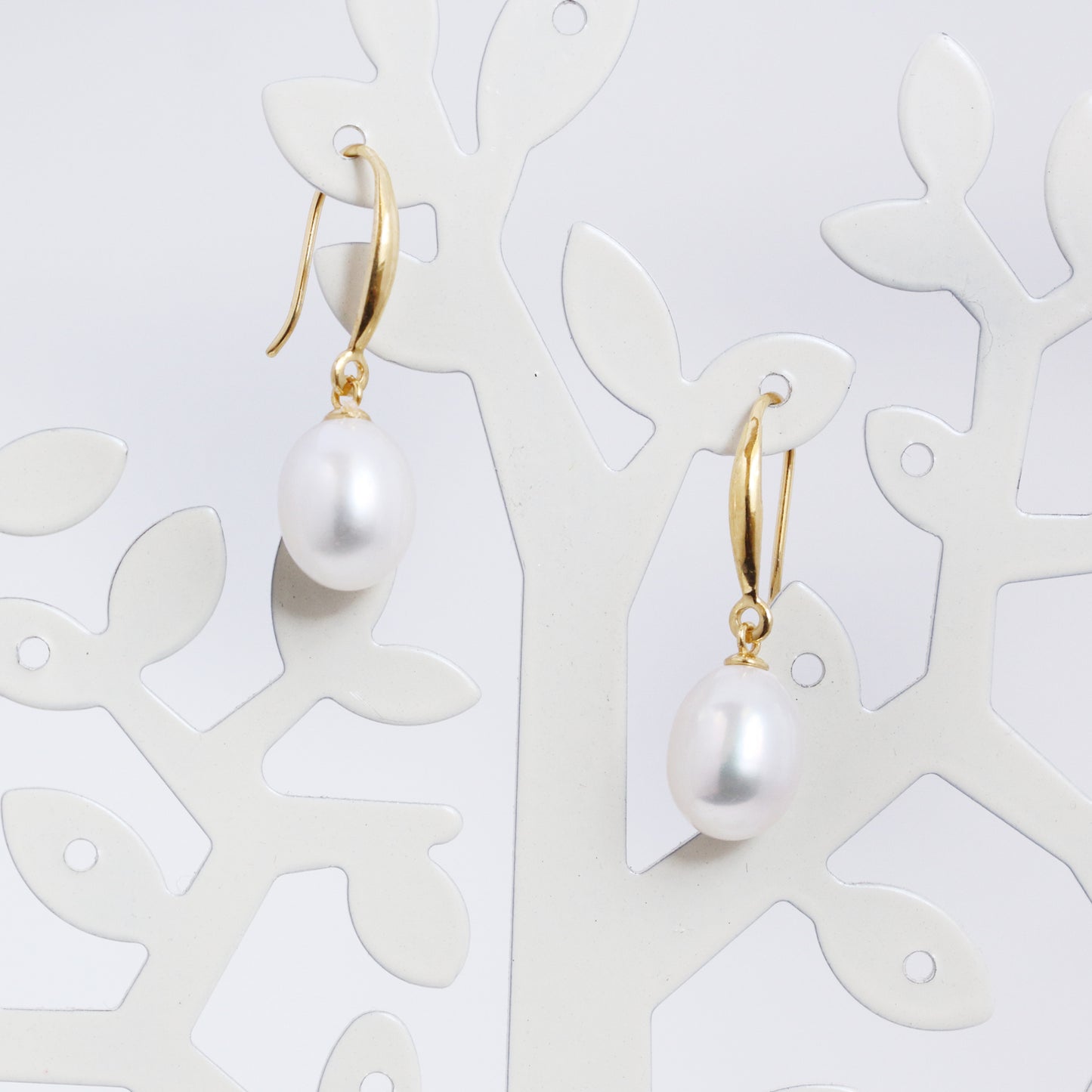 Sterling Silver 14K Gold Pearl Earrings - Chainstones