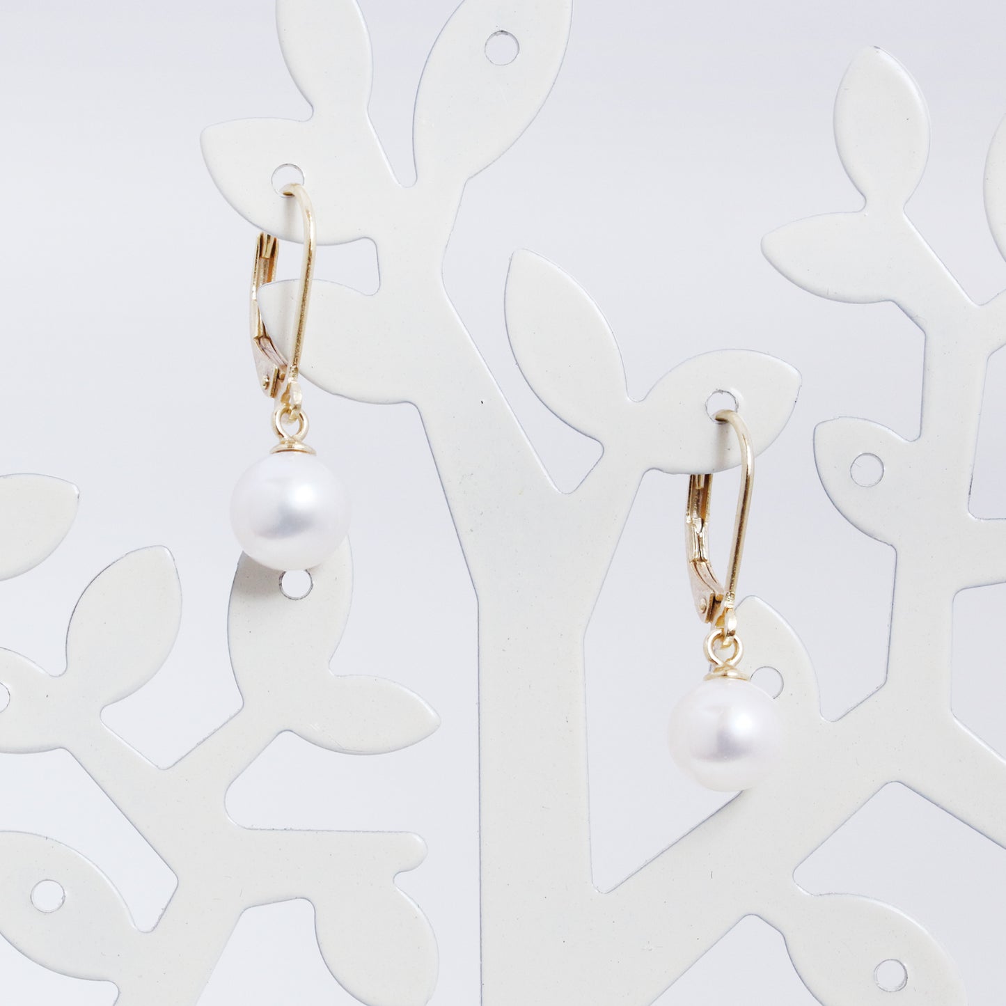 Rose Gold Freshwater Pearl Drop Silver Earrings - Chainstones