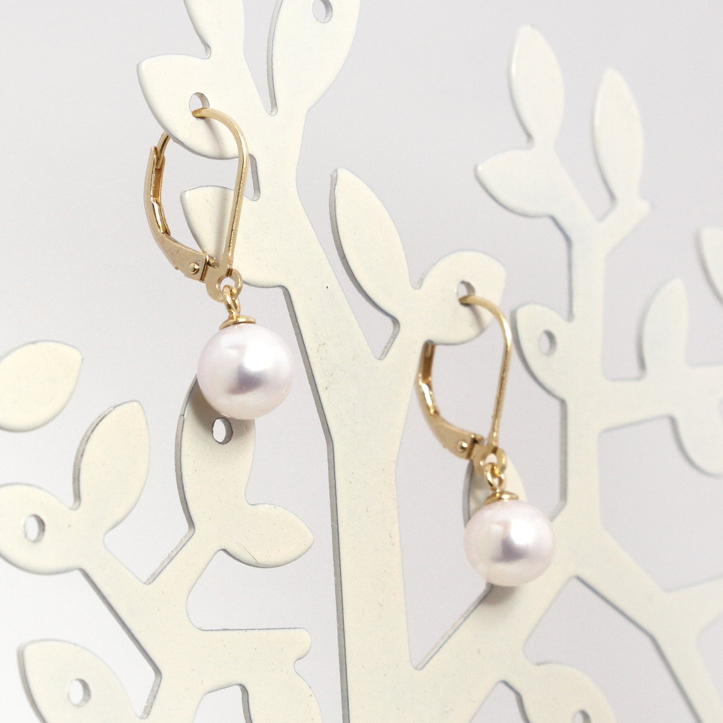 Rose Gold Freshwater Pearl Drop Silver Earrings - Chainstones