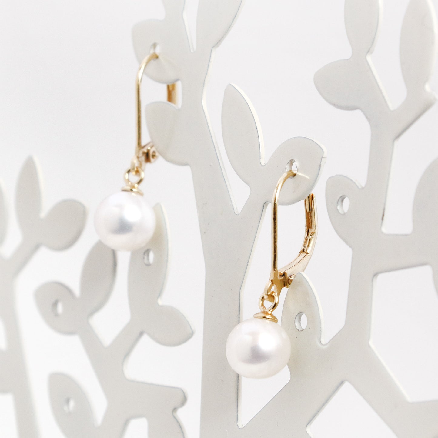 Rose Gold Freshwater Pearl Drop Silver Earrings - Chainstones