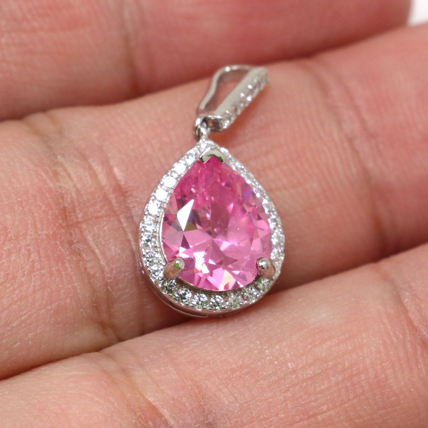 Pink Cubic Zirconia Necklace - Chainstones