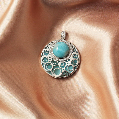 Larimar Gemstone 925 Sterling Silver Necklace - Chainstones