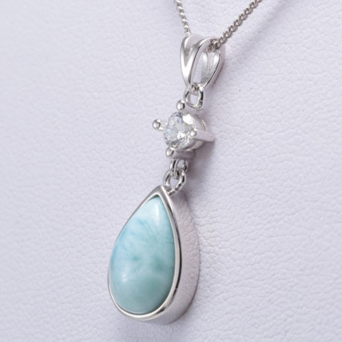 Larimar Teardrop Pendant Necklace - Chainstones
