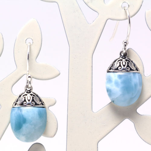 Larimar Gemstones Drop Earrings - Chainstones
