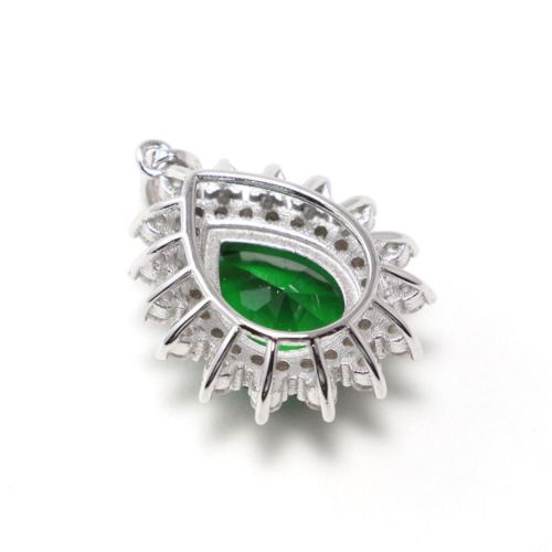 Chainstones Emerald Green Spinel Halo Necklace | 1" Statement Pendant | 925 Sterling Silver - Chainstones