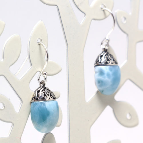 Larimar Gemstones Drop Earrings - Chainstones