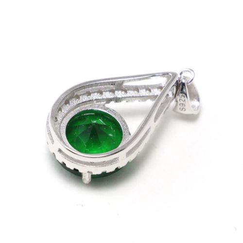 Chainstones Green Spinel Drop Necklace | 1" Dainty Emerald Simulant | 925 Sterling Silver - Chainstones