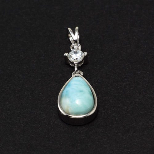 Larimar Teardrop Pendant Necklace - Chainstones
