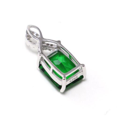Chainstones Emerald Cut Green Spinel Necklace | Ribbon Bale Pendant | 925 Sterling Silver - Chainstones