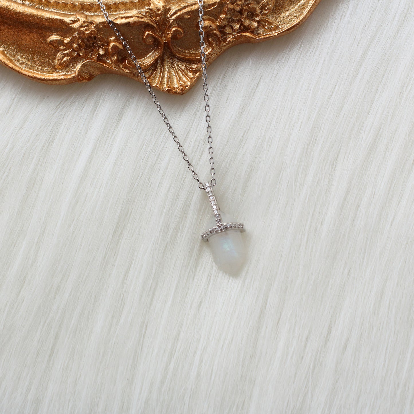 925 Sterling Silver Gemstones White Gold Necklace - Chainstones