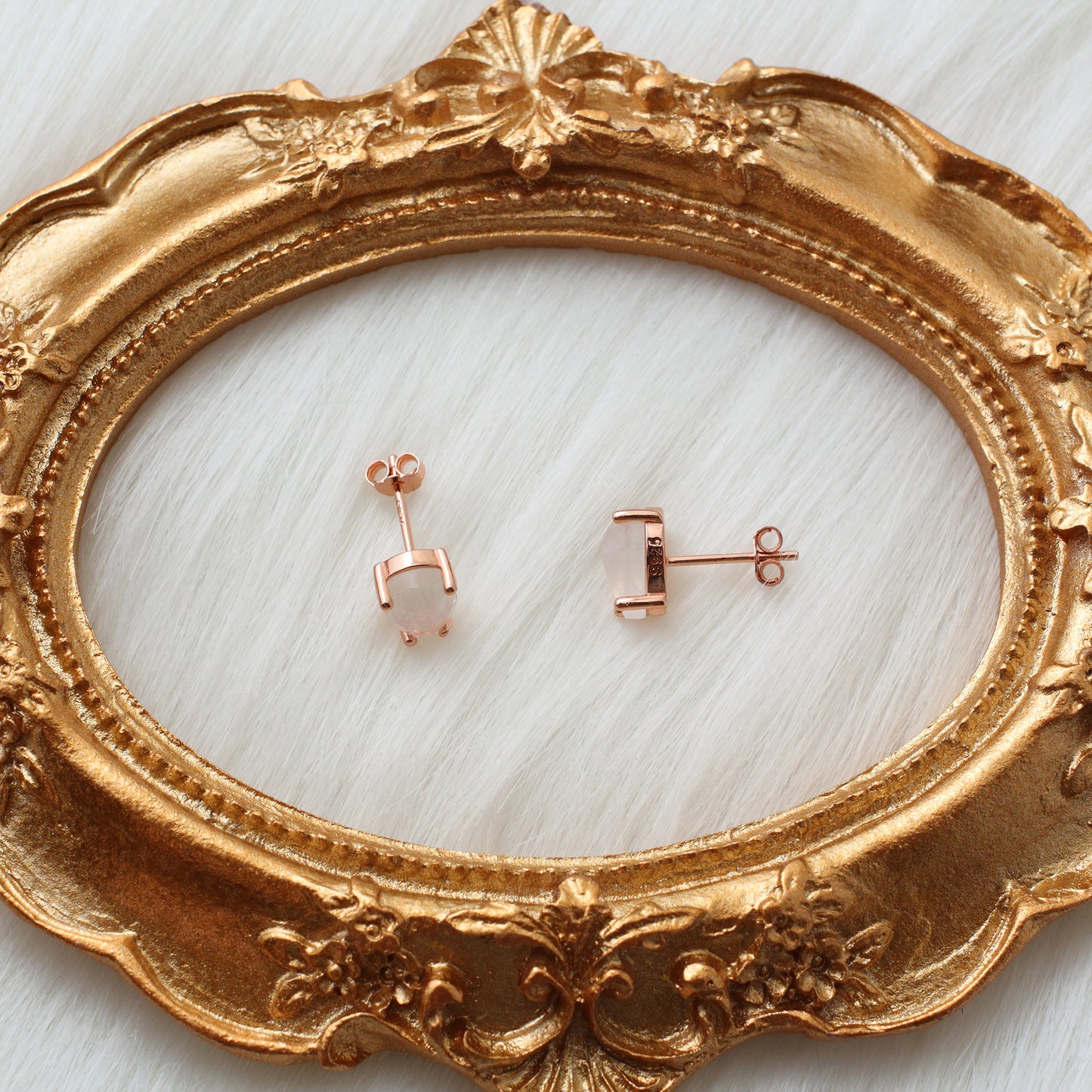 925 Sterling Silver Moonstone Stud Gold Earrings - Chainstones