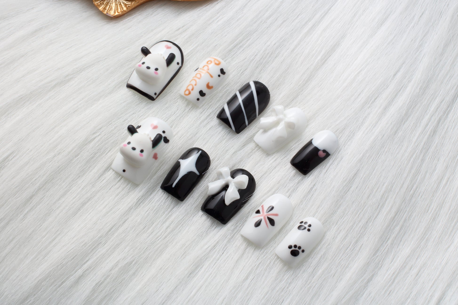 Dog Press On Nails, Fake Nails, Glue On Nails, Handmade Nails - Chainstones