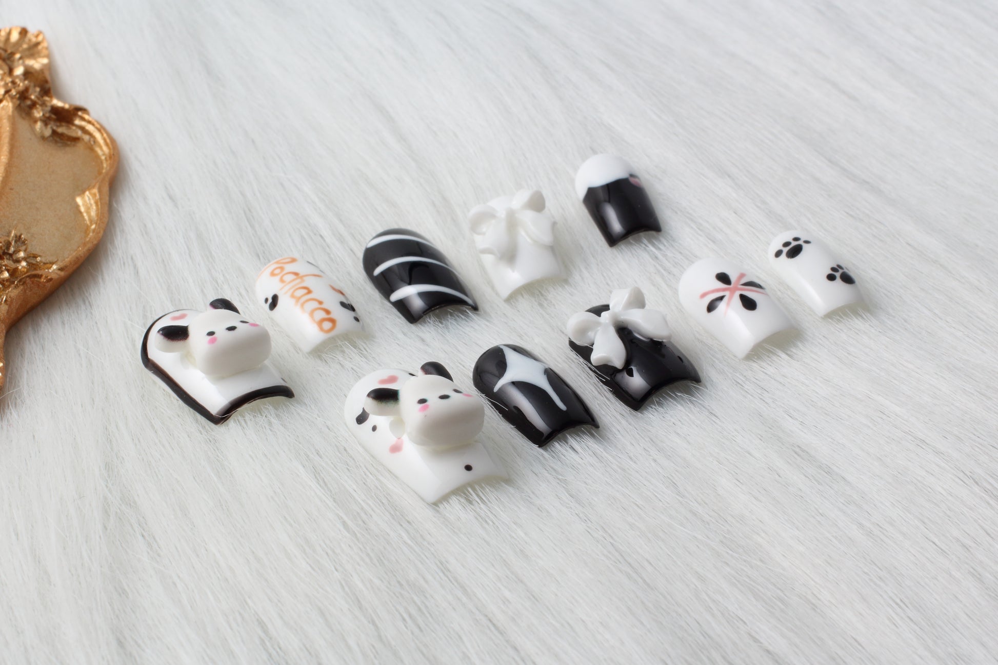 Dog Press On Nails, Fake Nails, Glue On Nails, Handmade Nails - Chainstones