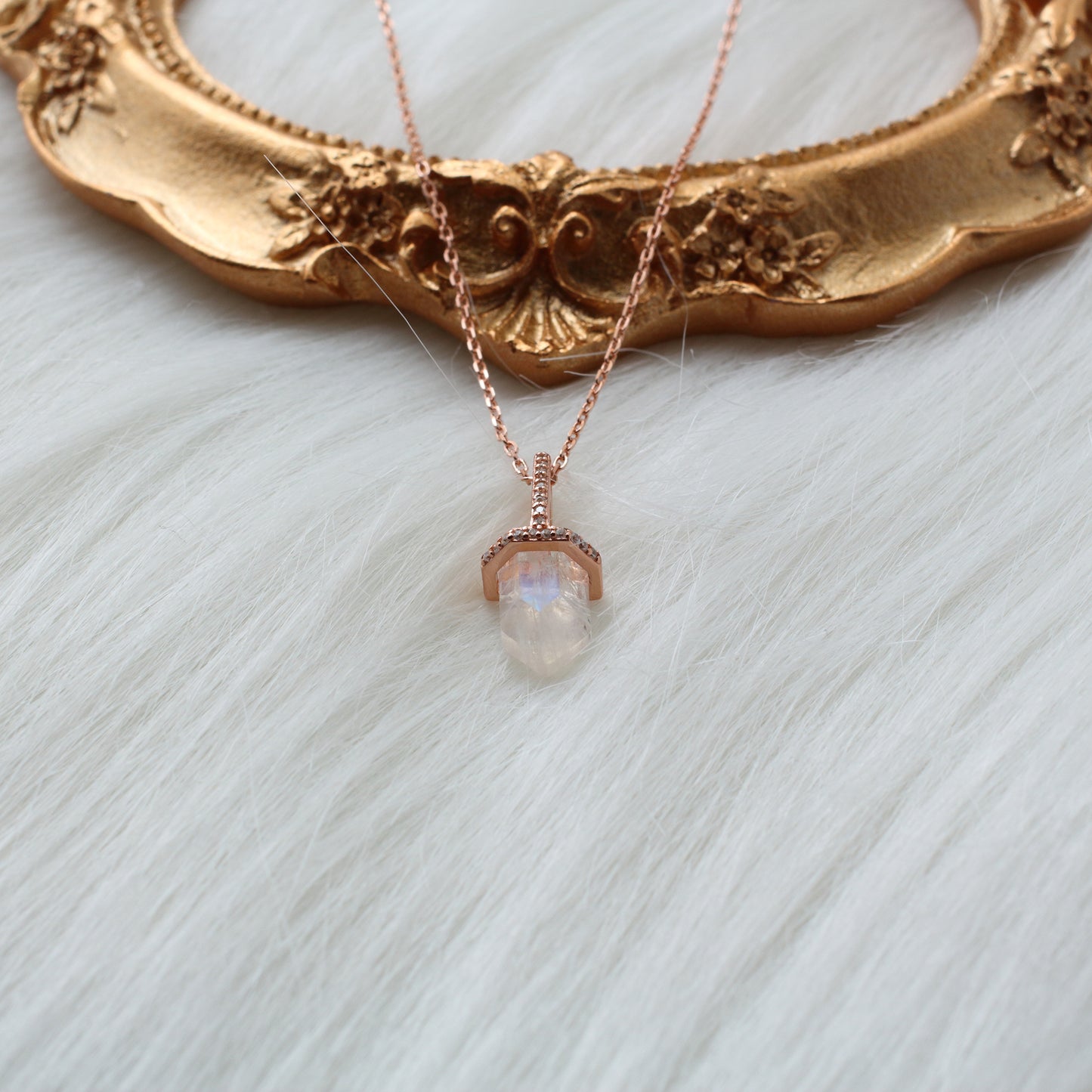 Moonstone Gemstones Gold Pendant Necklace
