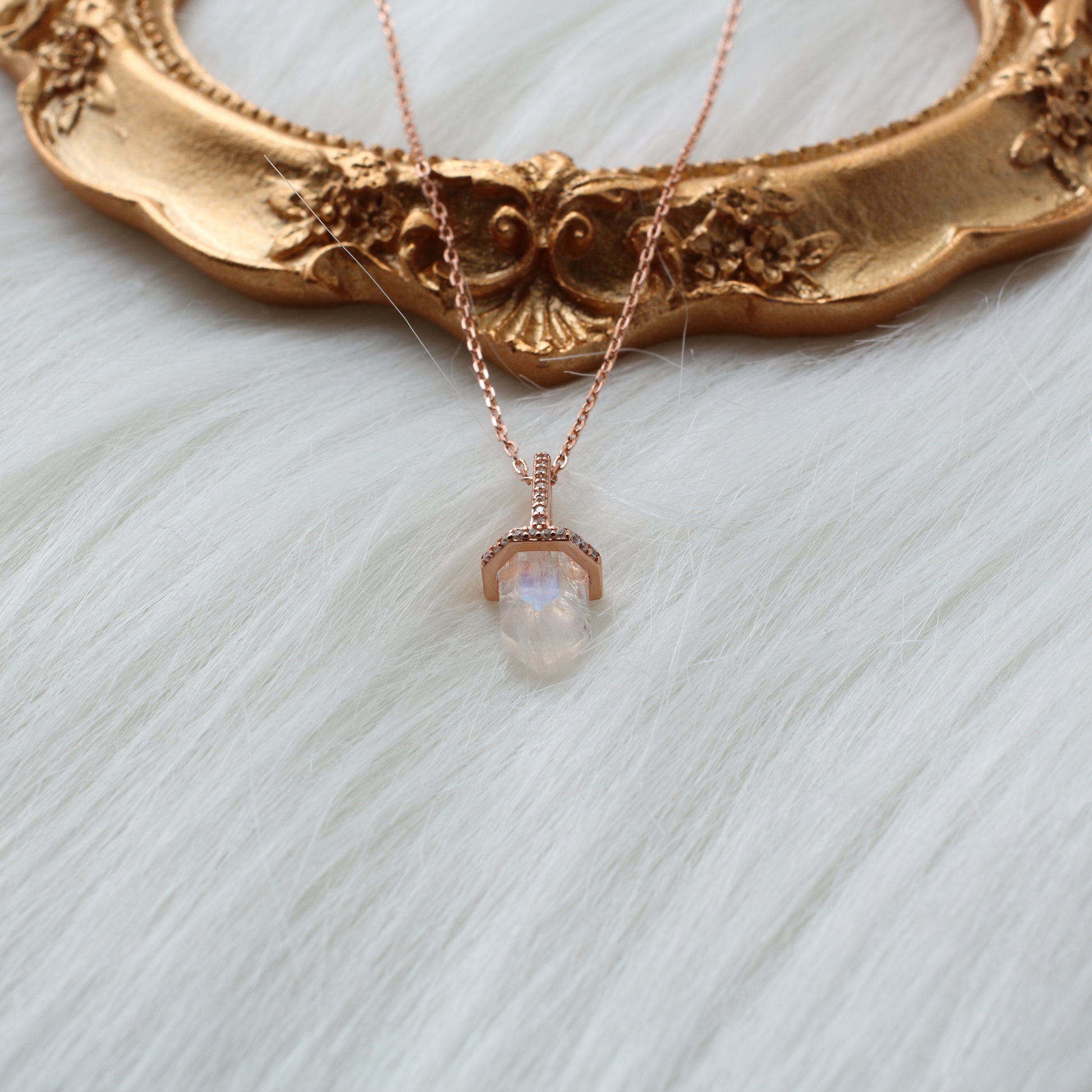 Moonstone Gemstones Gold Pendant Necklace - Chainstones