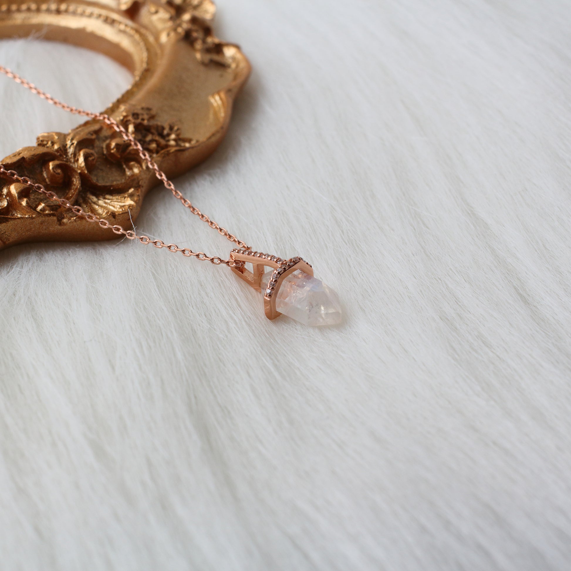 Moonstone Gemstones Gold Pendant Necklace - Chainstones