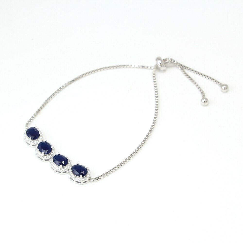 Blue Cubic Zirconia Silver Bracelet 