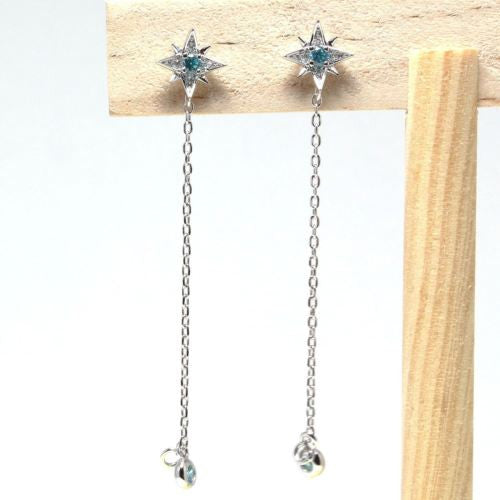 Cubic Zirconia Sterling Silver Star Drop Earrings