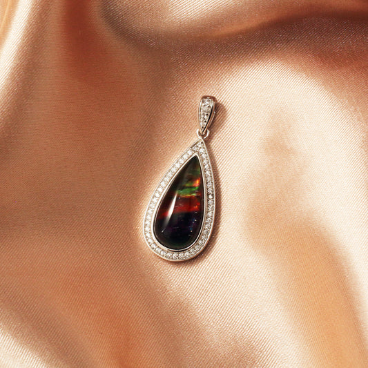 Ammolite 925 Sterling Silver Necklace - Chainstones