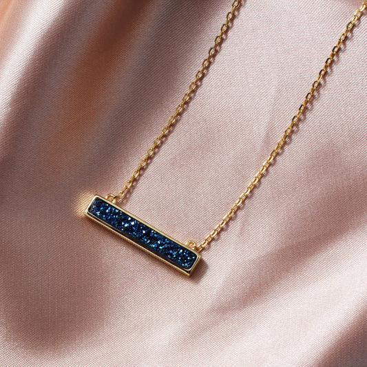 Blue Druzy Quartz Gemstones  Necklace - Chainstones