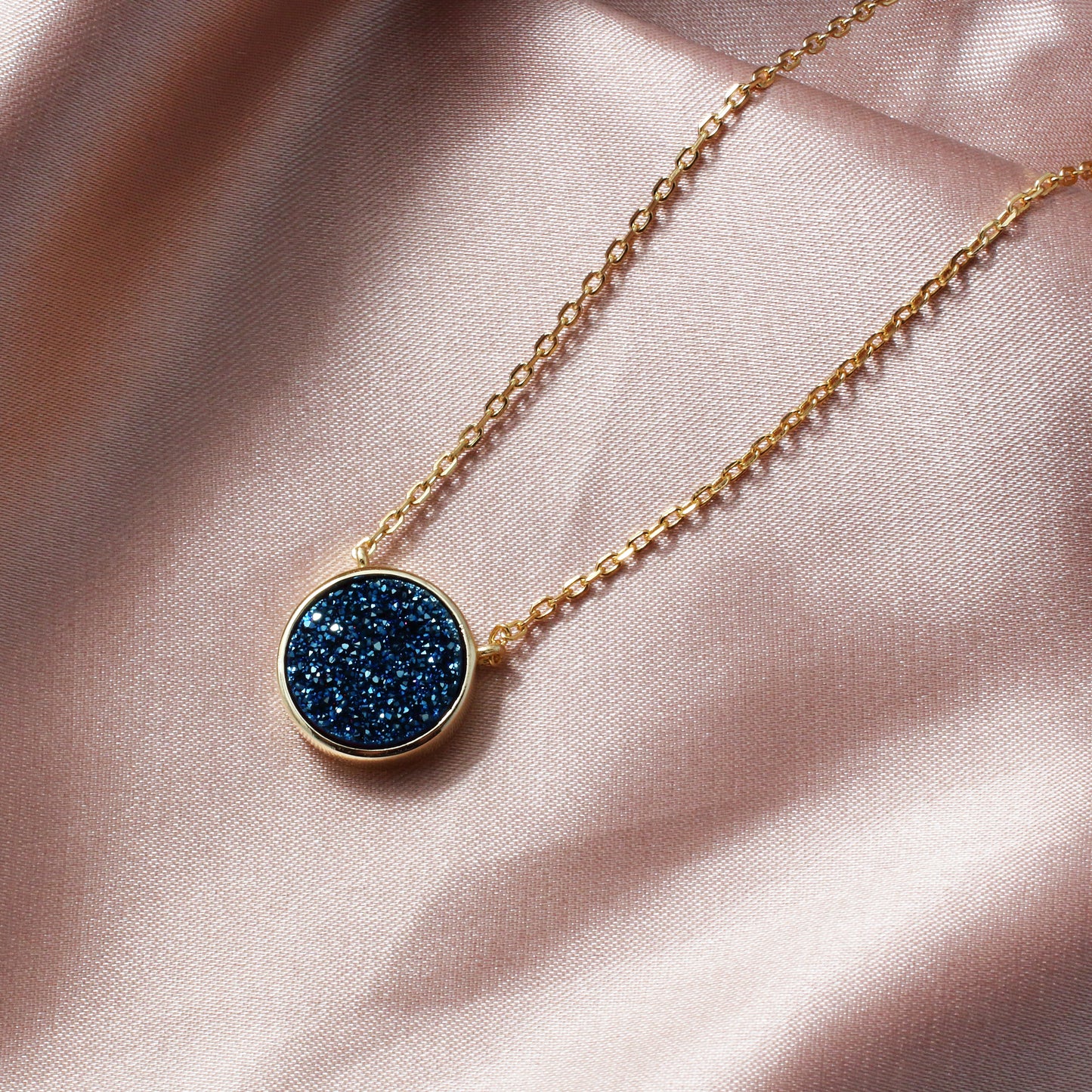 Blue Druzy Quartz Gemstones Necklace - Chainstones