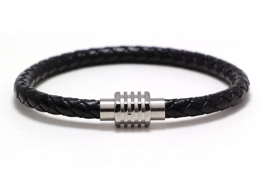 Genuine Leather Black Bracelet - Chainstones