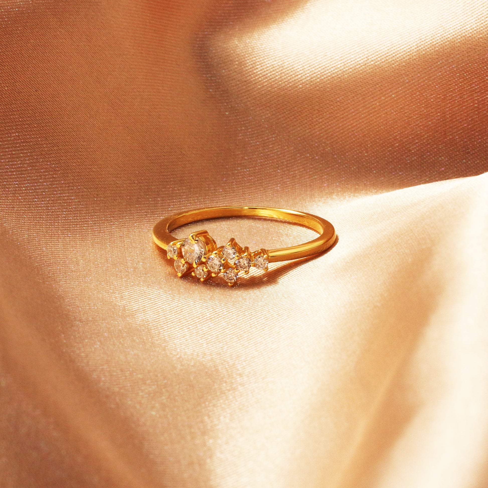 Gold CZ Ring 925 Sterling Silver - Chainstones