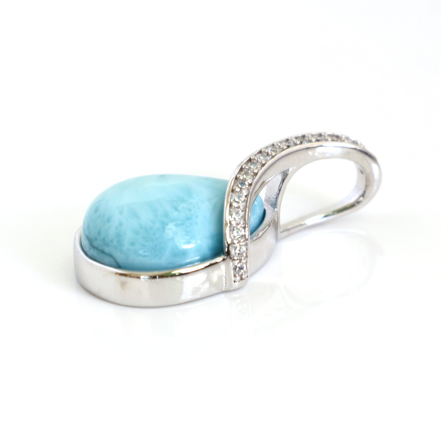 925 Sterling Silver Larimar Gemstones Pendant Necklace - Chainstones