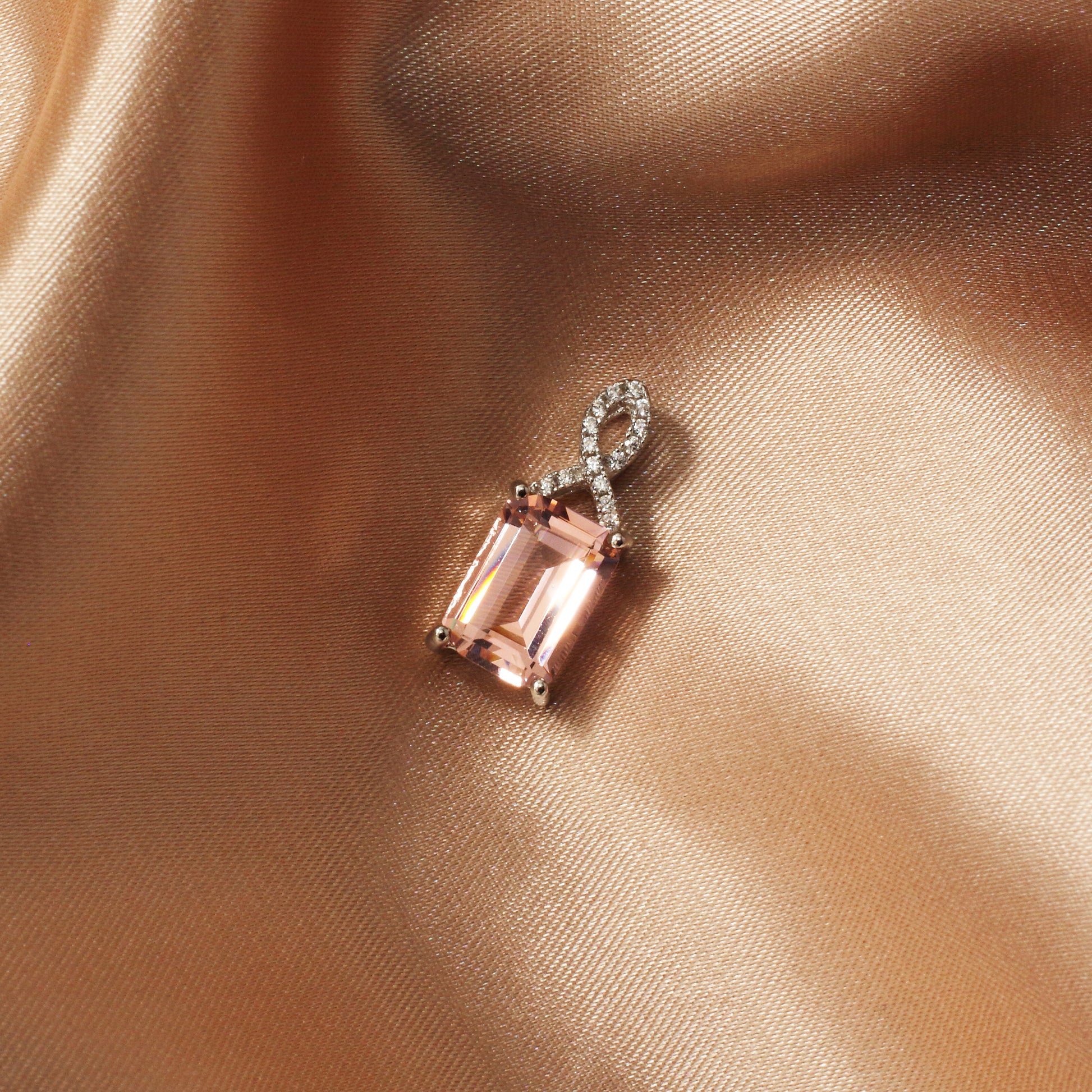 Pink Morganite 925 Sterling Silver Rose Gold Necklace - Chainstones